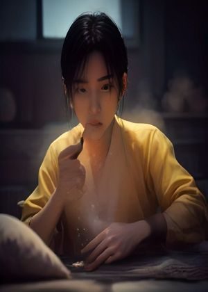 古典书房场景，烛光映照泛黄书页，桌上摆放着肉文小说手抄本，暗金色调营造古言言情氛围